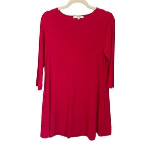 Sympli Womens Size 8 Dark Pink 3/4 Sleeve Stretch Jersey Tunic w/ Pockets